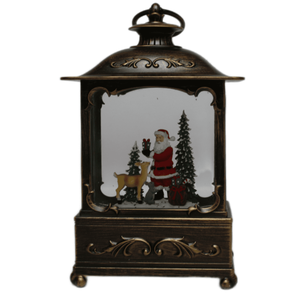 Фотография "Новогодний" фонарь WDL-2113- "Дед Мороз с оленем у ёлки", LED, USB, 3*АА