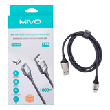 Фотография Кабель MIVO MX-90M USB-Micro USB, 1 м, 5 В/ 2.4 А, магнитный