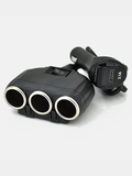 Фотография Автомобильный разветвитель Olesson 1634 (3 гнезда + USB) с выключателем BL1