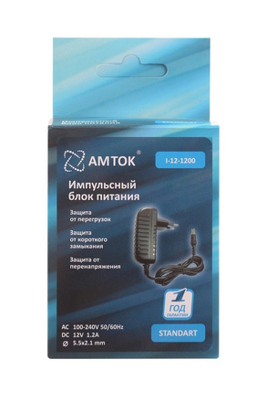 Фотография Блок питания AMTOK I-12-1200, 12 В / 1.2 A, 5.5*2.1 - купить в СПб оптом, цена - 257.35 за шт | Интернет-магазин ShopElectro