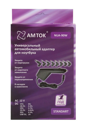 Фотография Блок питания AMTOK NUA-90 W, 90 Вт, 8pcs tips - купить в СПб оптом, цена - 1024.67 за шт | Интернет-магазин ShopElectro