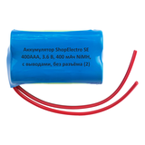 Фотография Аккумулятор ShopElectro SE 400АAА, 3.6 В, 400 мАч/ 3.6 V, 400 mAh, NiMH, с выводами, без разъёма (2)