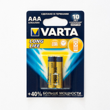 Фотография Батарейка VARTA LONGLIFE, 1.5 В, LR03 BL 2 - купить в СПб оптом, цена - 24.16 за шт | Интернет-магазин ShopElectro