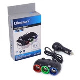 Фотография Автомобильный разветвитель Olesson 1633А (3 гнезда + USB) BL1